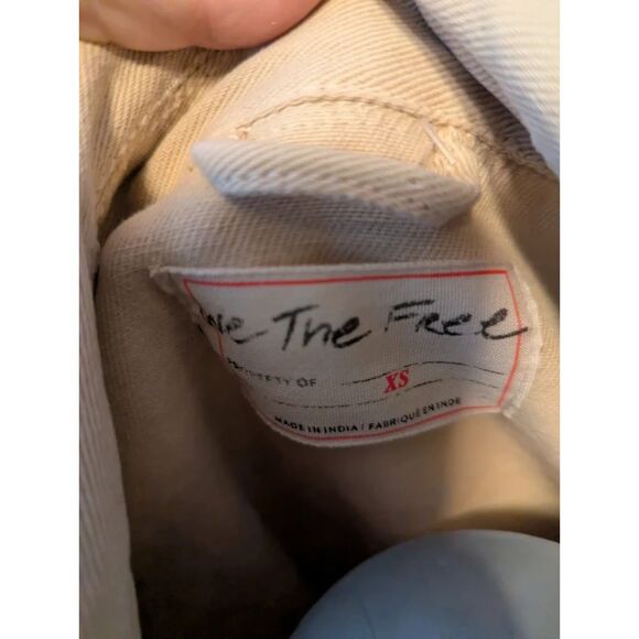 We The Free Oversized Tan Cotton Denim drop shoulder jacket sz XS Fits size 14 - Picture 2 of 6